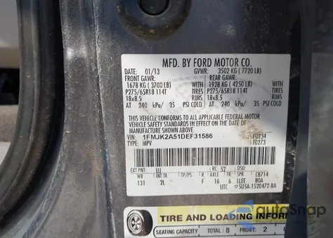 2013 Ford Expedition El Limited из США, поврежденный, VIN 1FMJK2A51DEF31586